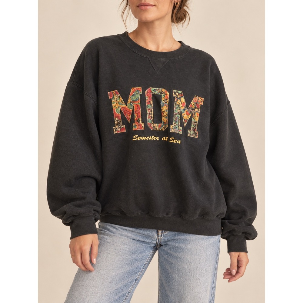 L 215 Vintage Y2K Semester at Sea Cotton MOM Paisley Patchwork Sweatshirt Retro
